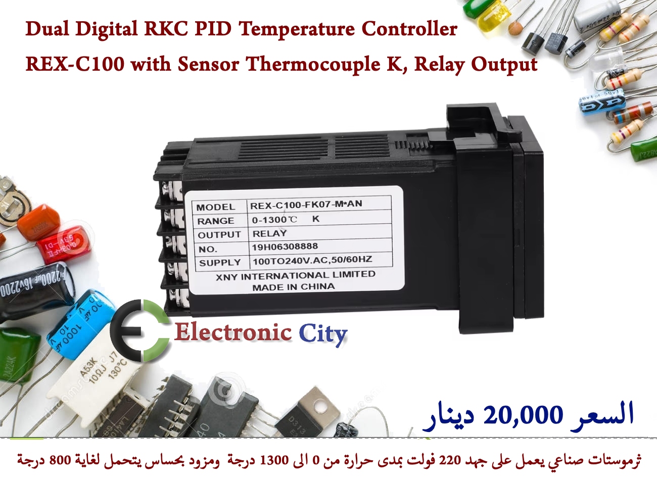 Dual Digital RKC PID Temperature Controller REX-C100 with Sensor Thermocouple K, Relay Output  #J3 012741 — صورة 3